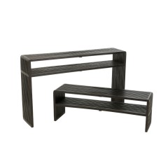 CONSOLE TABLE WITH SHELF BLACK RECYCLE TEAK SET OF 2 - CAFE, SIDE TABLES